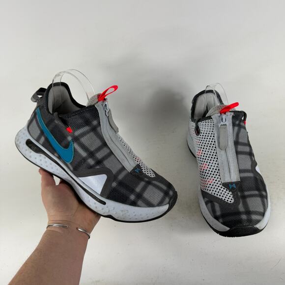 Nike PG 4 Plaid Sneakers Men's 8.5 Gray Lace-Up Low Top Running Shoes CD5079-002 - Picture 1 of 10